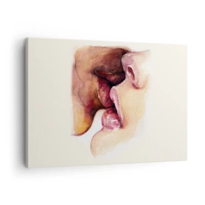 Obraz na plátně - Akvarelová malba detailního záběru obličeje - 70x50cm - Jako noc a den, země a nebe - Moderní nástěnná dekorace do obývacího pokoje a ložnice ARTTOR