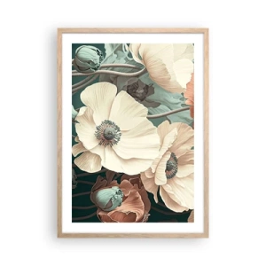 Plakát v rámu světlý dub - Šepot máků - 50x70 cm