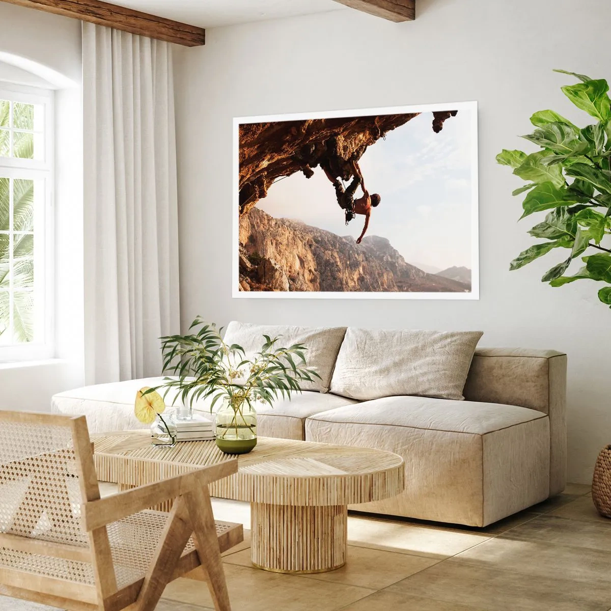 Plakát - Svět smrsknutý v ruce na sesuvu balvanu - 100x70 cm
