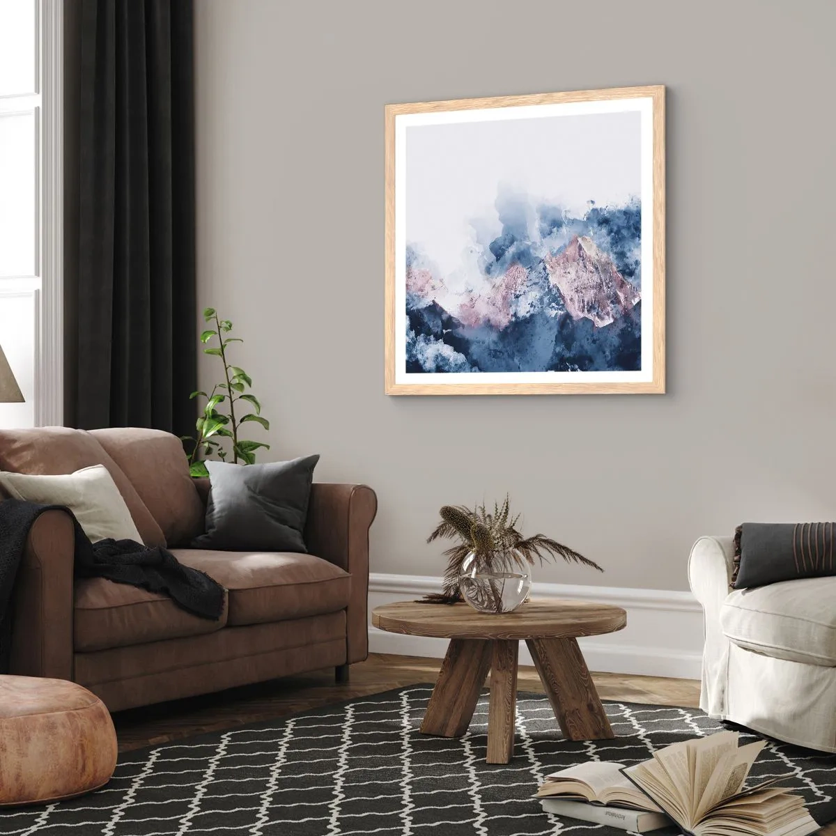 Plakát v rámu světlý dub - To jsou vrcholy! - 30x30 cm