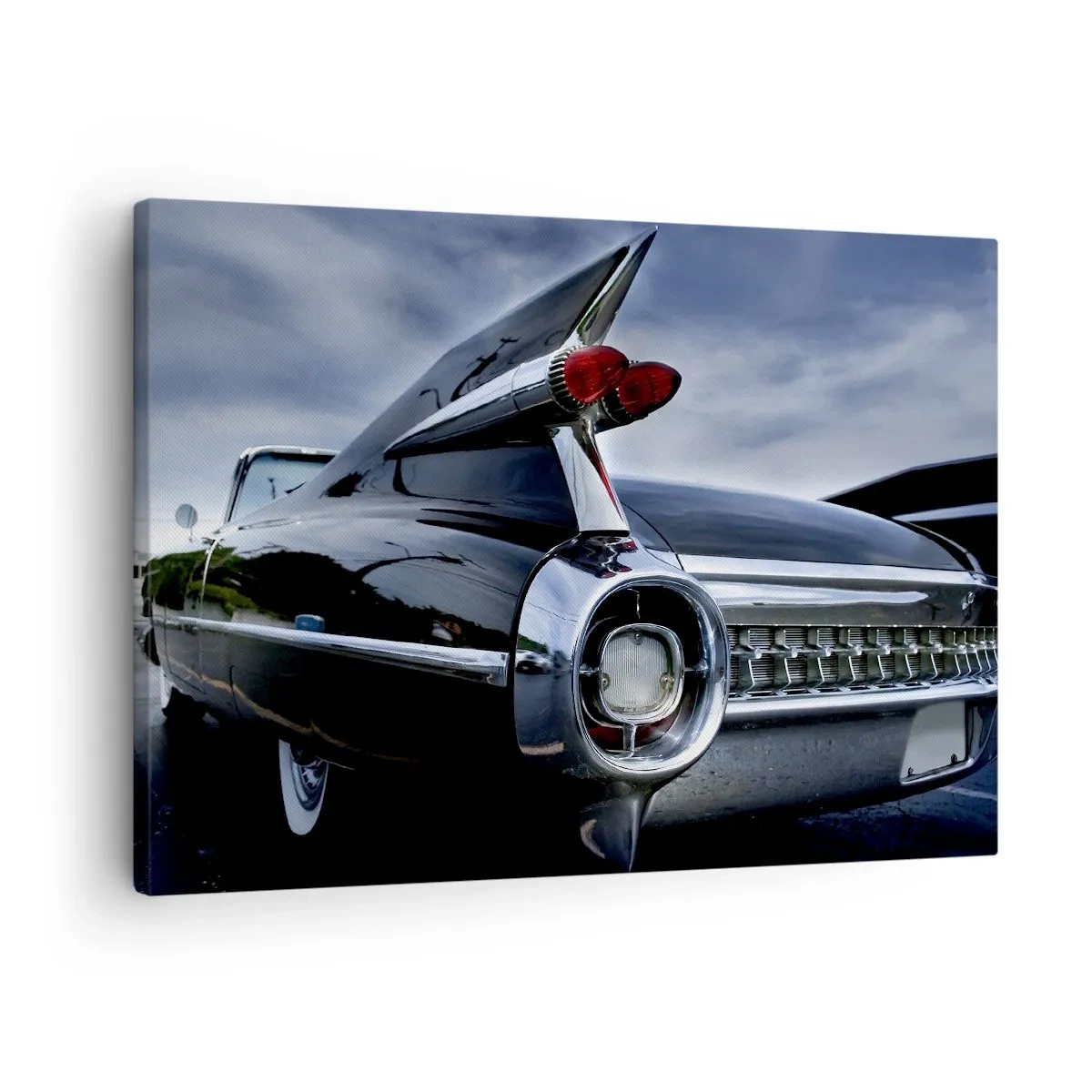 Obraz na plátně - Klasické retro auto s lesklým chromem a ploutvemi - 70x50cm - Právě proto krásný! - Moderní nástěnná dekorace do obývacího pokoje a ložnice ARTTOR
