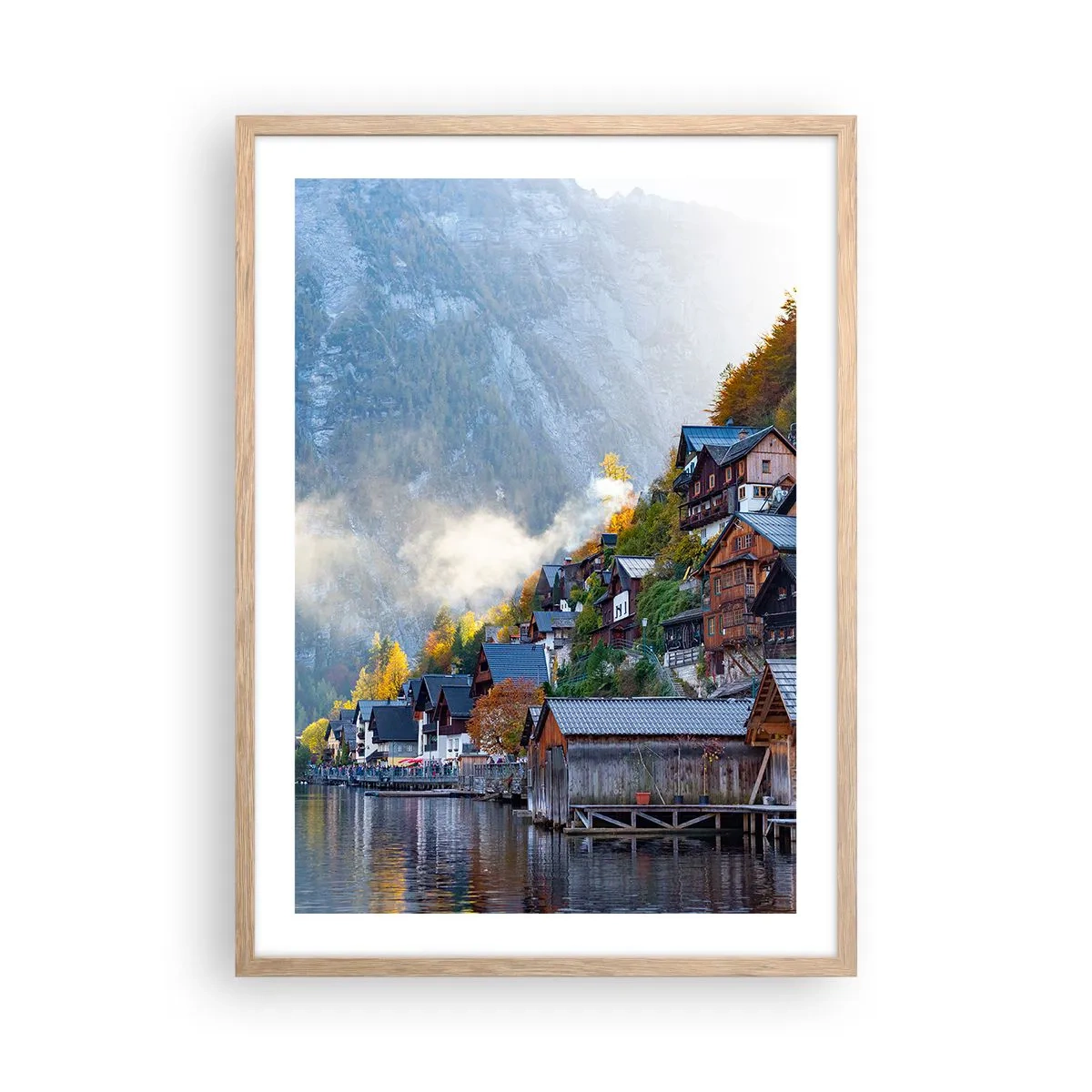 Plakát v rámu světlý dub - Alpská krajina - 50x70 cm