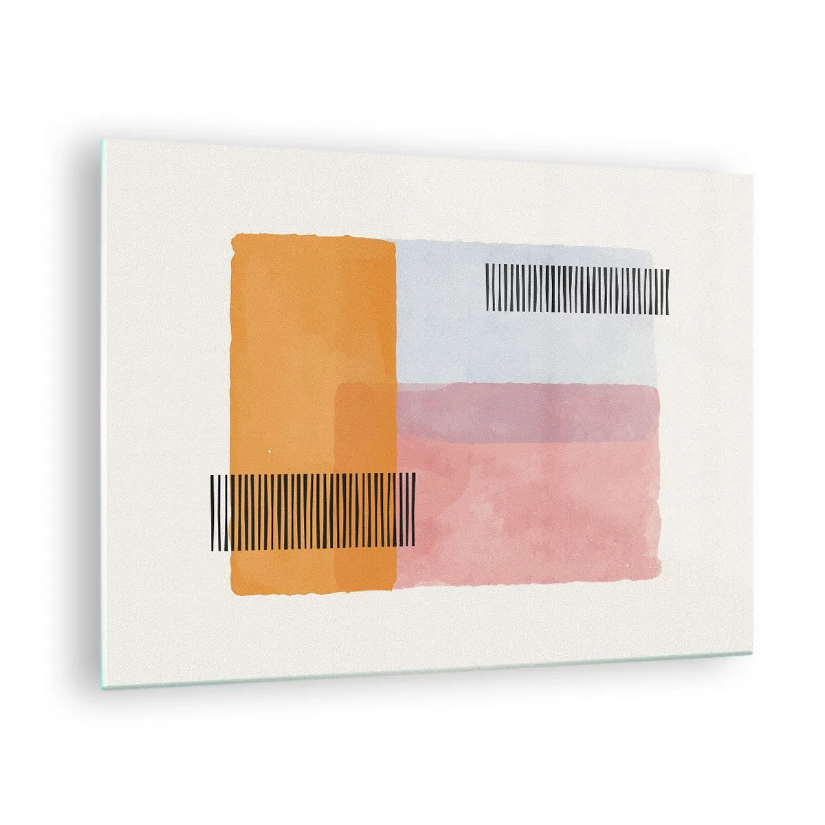 Obraz na skle - Abstraktní obdélníky s čarami v minimalistickém stylu - 70x50cm - Z rohu do rohu - Moderní nástěnná dekorace do obývacího pokoje a ložnice ARTTOR