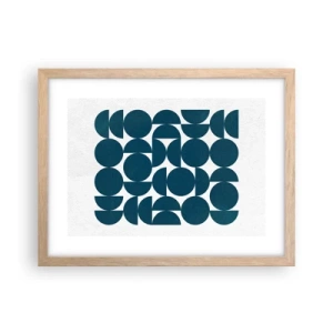 Plakát v rámu světlý dub - Kruhy a půlkruhy - 40x30 cm