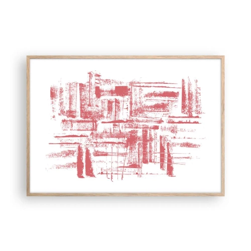Plakát v rámu světlý dub - Červené město - 100x70 cm