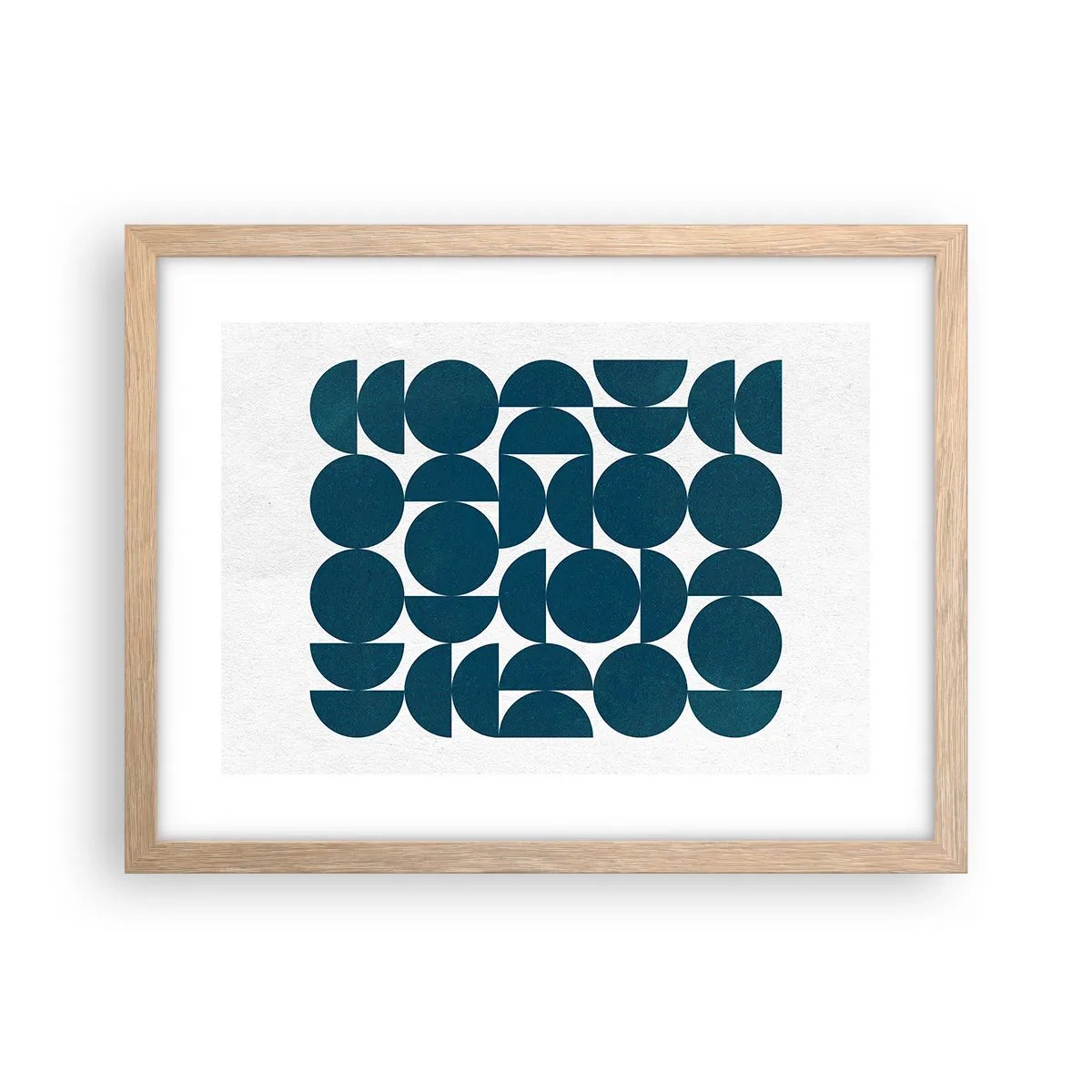 Plakát v rámu světlý dub - Kruhy a půlkruhy - 40x30 cm
