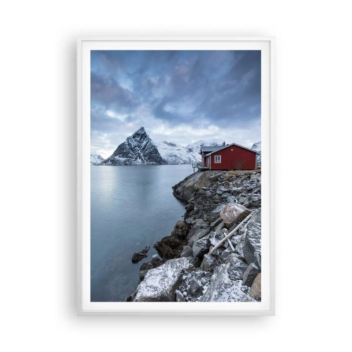 Plakát v bílém rámu - Skandinávské útočiště - 70x100 cm