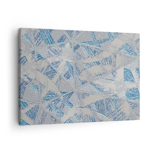 Obraz na plátně - Geometrické vzory v odstínech modré a šedé - 70x50cm - V šedomodrém labyrintu - Moderní nástěnná dekorace do obývacího pokoje a ložnice ARTTOR
