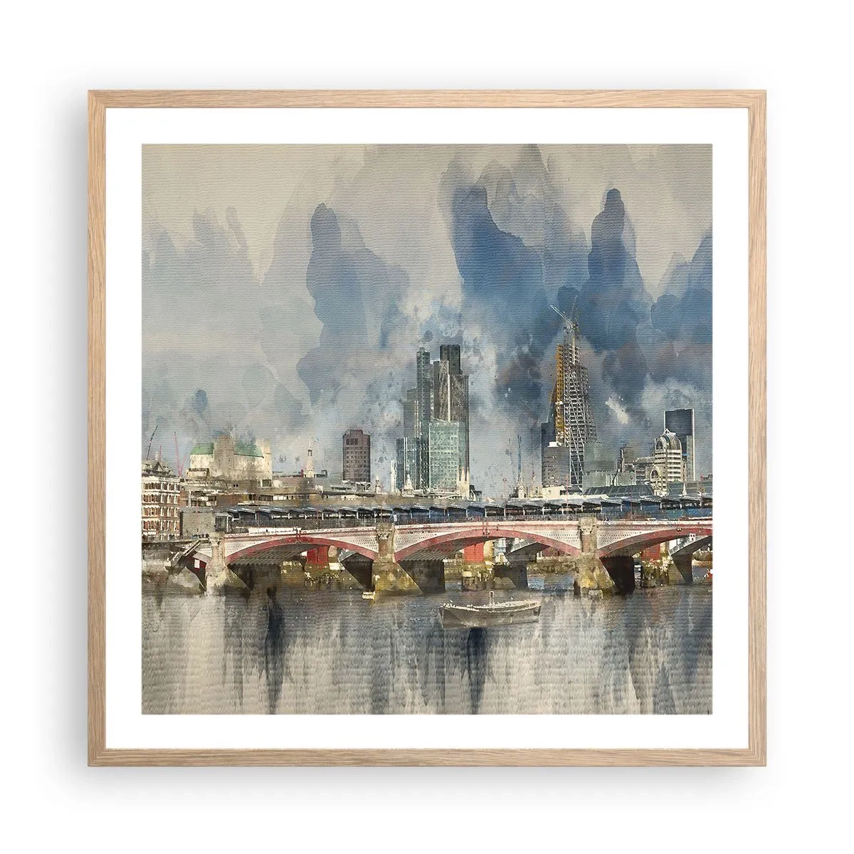 Plakát v rámu světlý dub - Londýn v celé své kráse - 60x60 cm