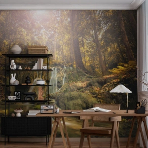 Fototapeta Premium Sand - Lesní vodopád v zelené - Krajina, Vodopád, Les - 200x140 cm