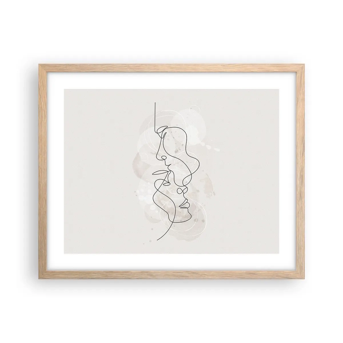 Plakát v rámu světlý dub - Zamotaní v objetí - 50x40 cm