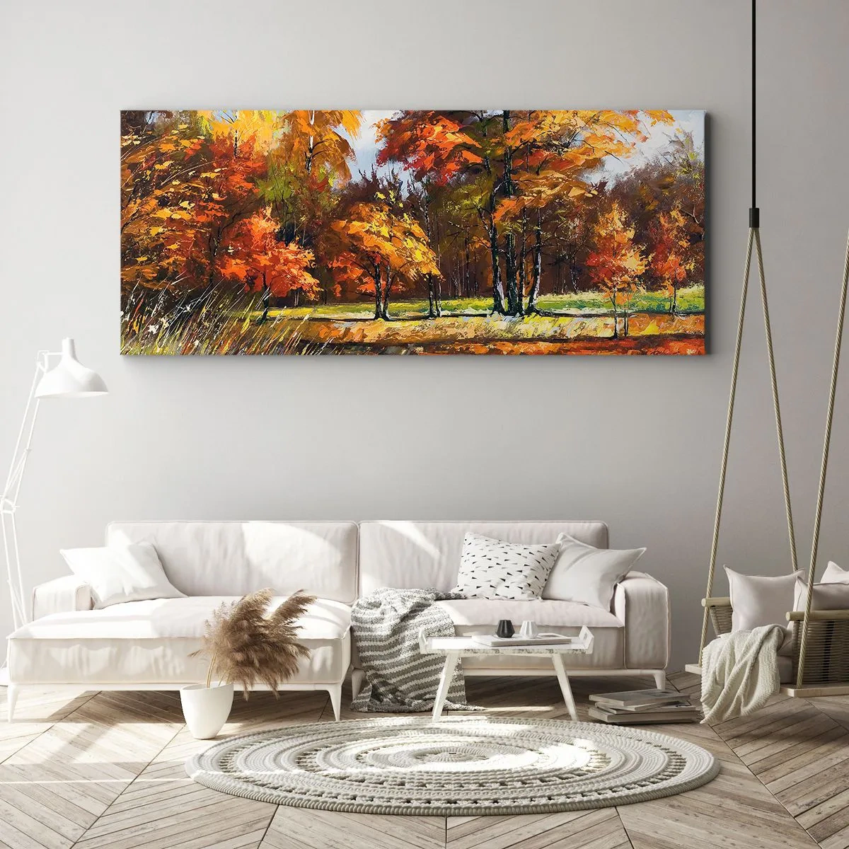 Obraz na plátně - Krajinka ve zlaté a hnědé - 100x40 cm