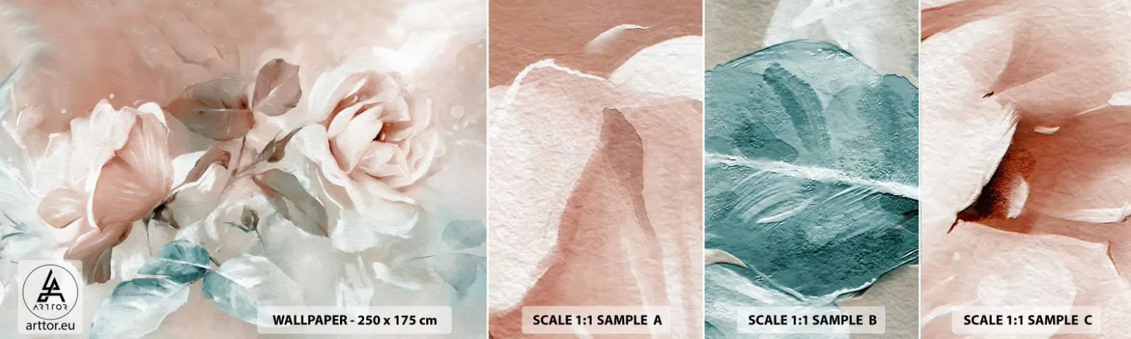 Vzor Fototapety Samolepicí Deluxe Sticker - Duch romantismu - Květiny, Romantický, Růže - 100x30 cm