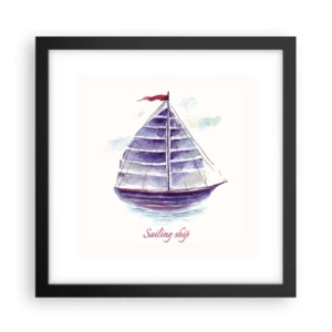 Plakát v černém rámu - Napnuté plachty a klidná voda - 30x30 cm