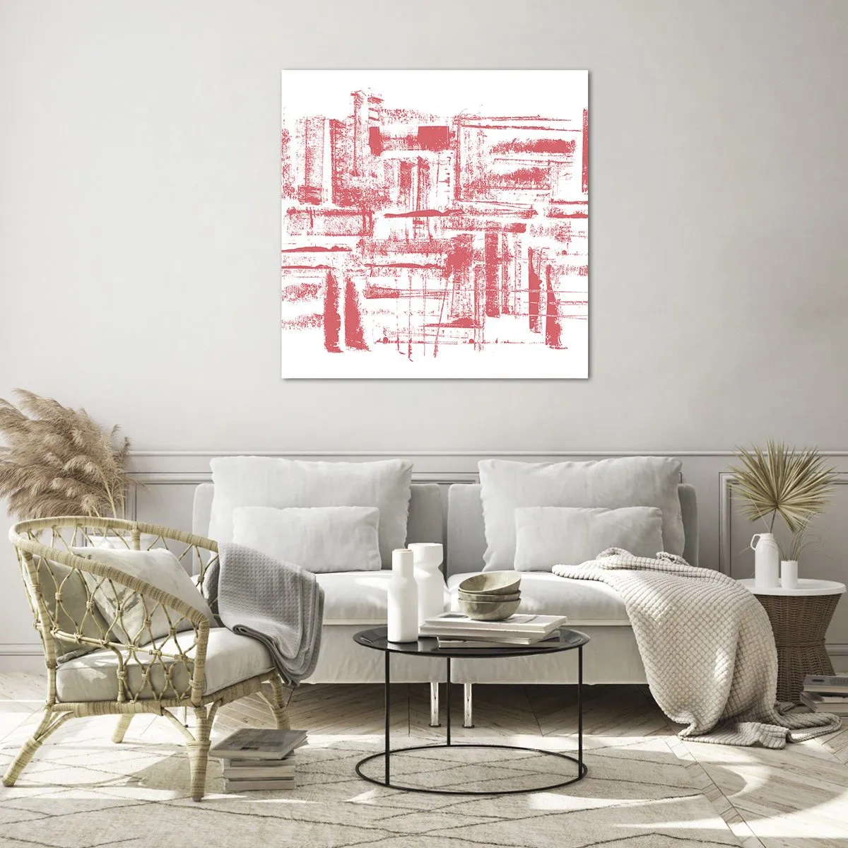 Obraz na skle - Červené město - 50x50 cm