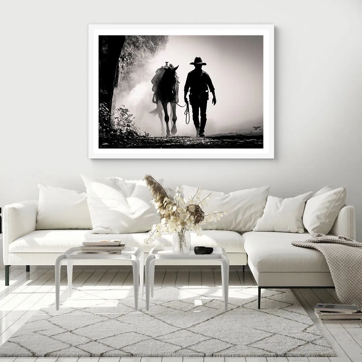 Plakát v bílém rámu - Texaské ráno - 100x70 cm