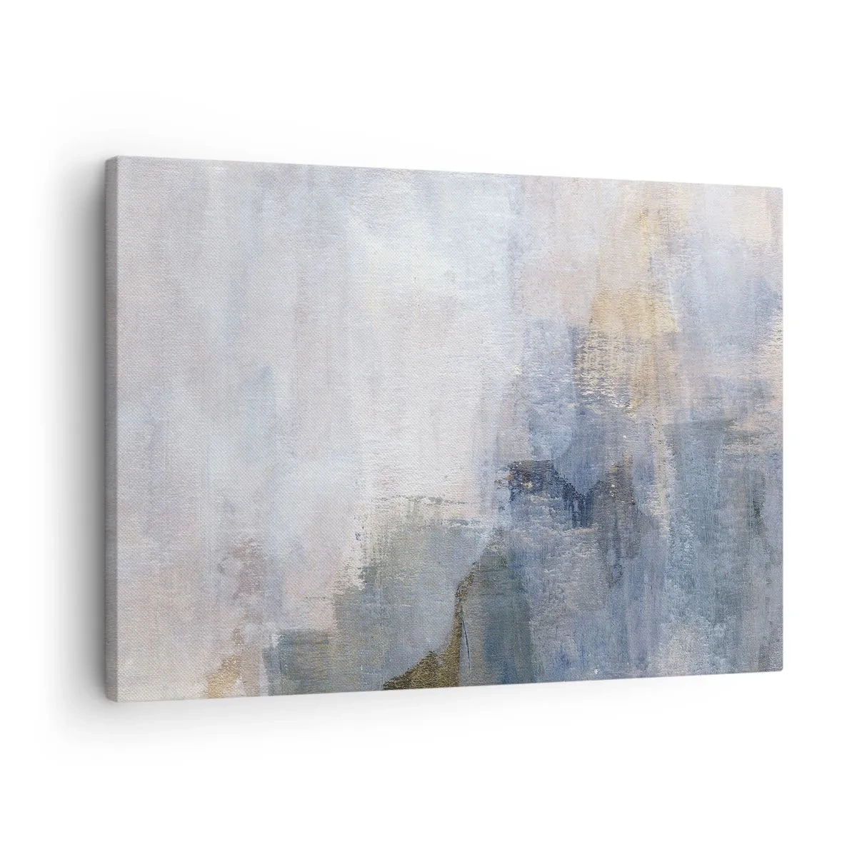 Obraz na plátně - Jemné abstraktní skvrny v odstínech modré a béžové - 70x50cm - Tóny a akordy barev - Moderní nástěnná dekorace do obývacího pokoje a ložnice ARTTOR