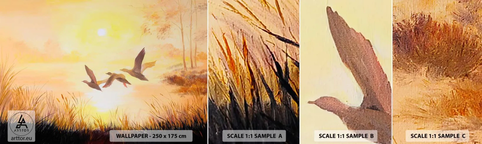 Vzor Fototapety Samolepicí Deluxe Sticker - Začátek daleké cesty - Příroda, Divoká kachna, Krajina - 100x30 cm