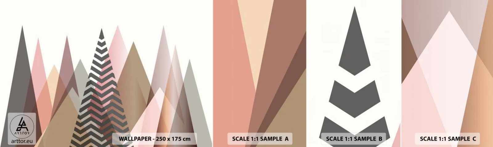 Vzor Fototapety Samolepicí Deluxe Sticker - Pyramidální pohled - Abstrakce, Kus, Trojúhelníky - 100x30 cm