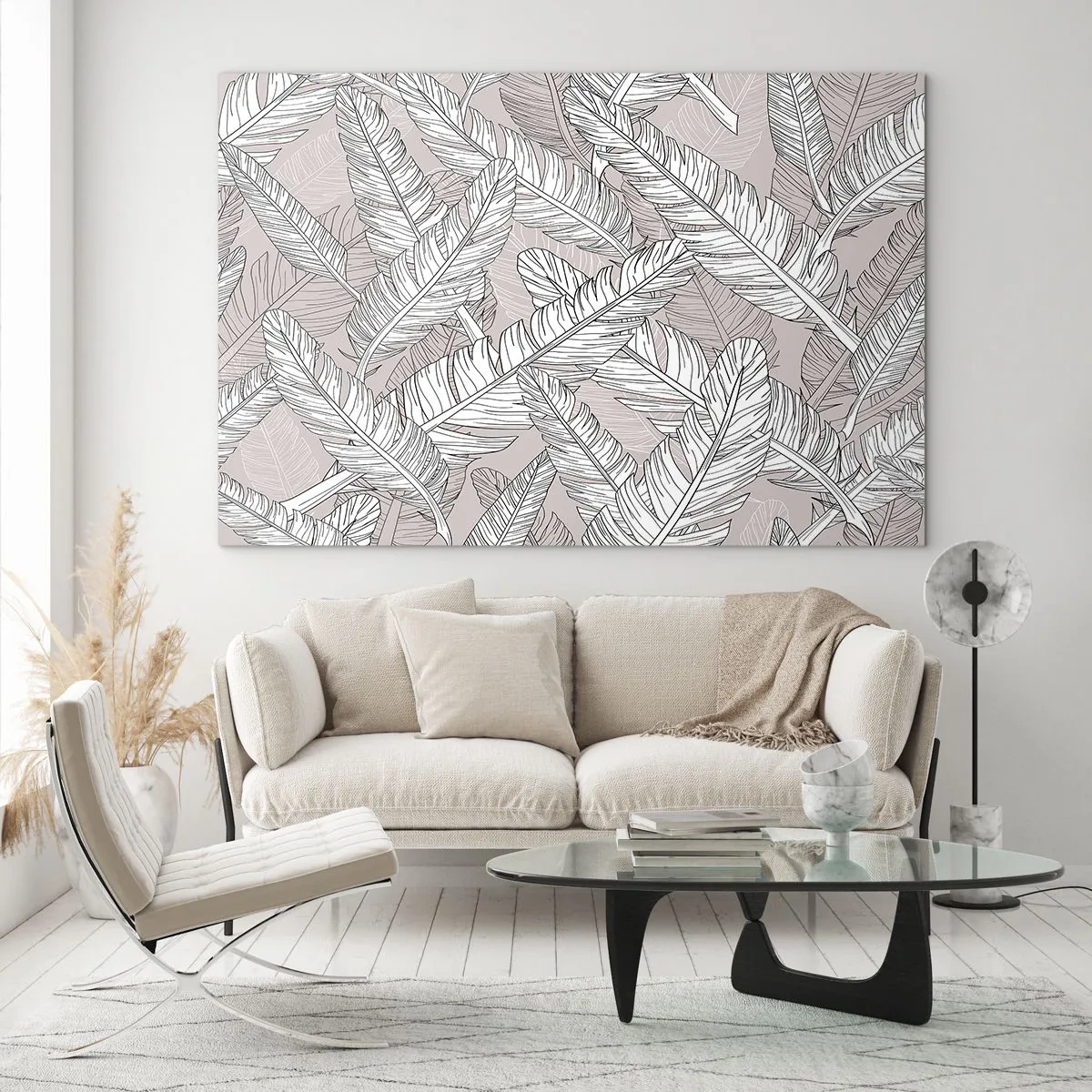 Obraz na skle - Víření peří - 100x70 cm