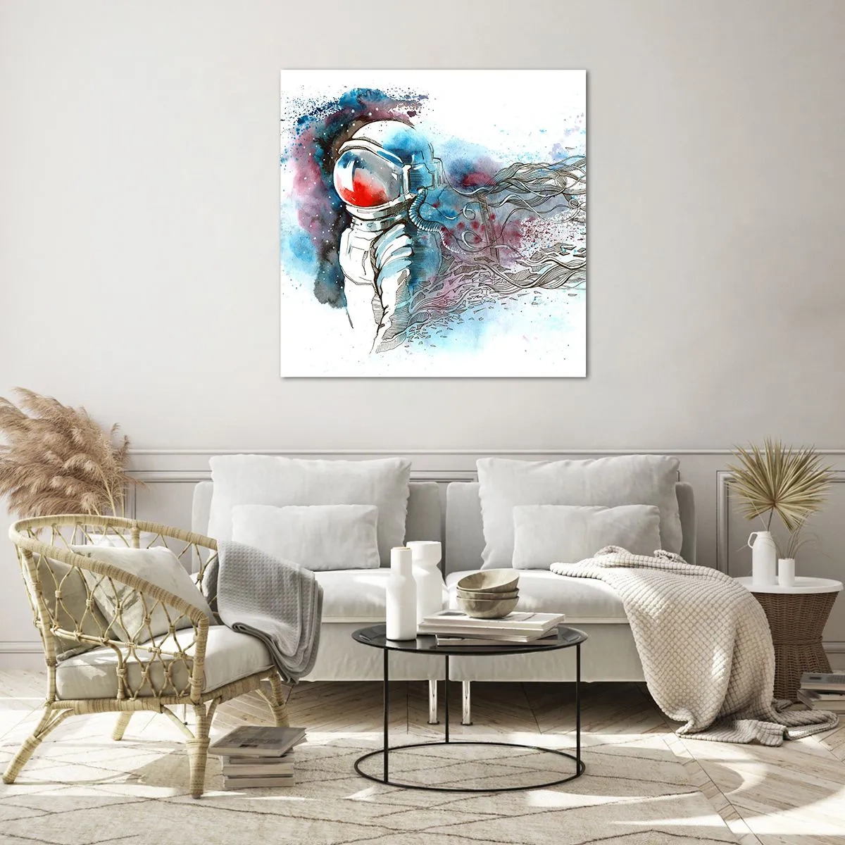 Obraz na skle - Sám s vesmírem - 70x70 cm