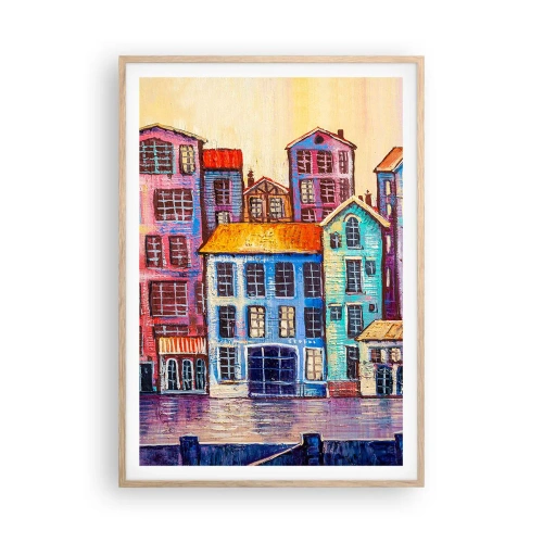 Plakát v rámu světlý dub - Město jako z pohádky - 70x100 cm