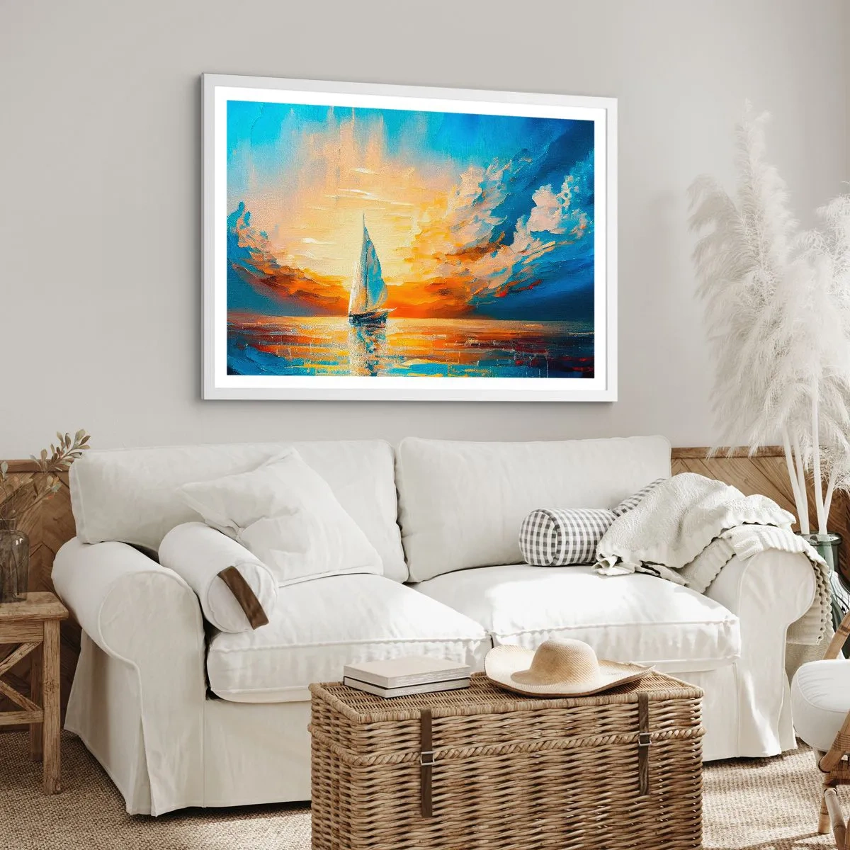 Plakát v bílém rámu - Plavba ve zlatě - 100x70 cm