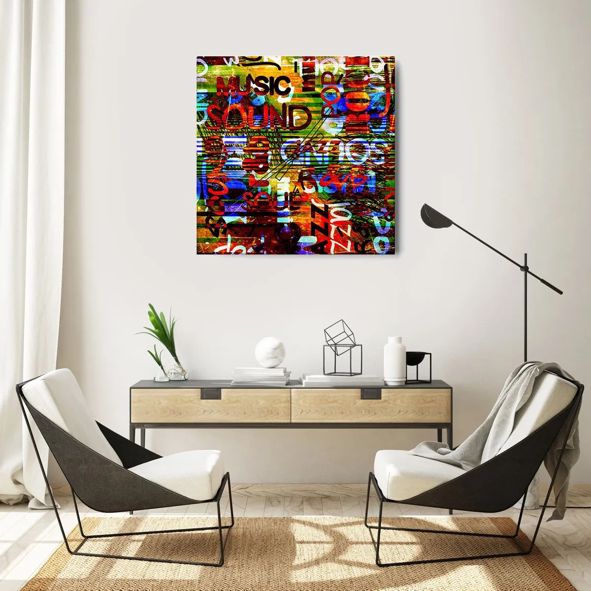 Nástěnné hodiny - Všechny barvy zvuku - 30x30 cm
