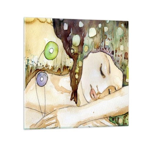 Obraz na skle - Smaragdově-fialový sen - 70x70 cm