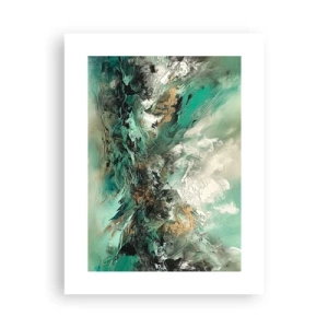 Plakát - Smaragdově černé vlnobití - 30x40 cm