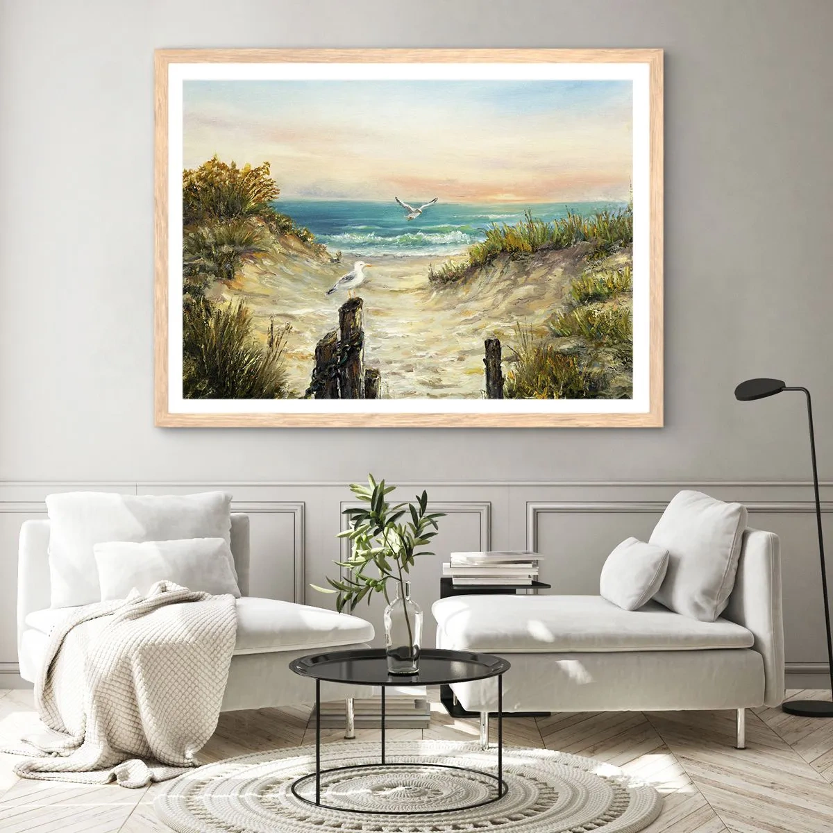 Plakát v rámu světlý dub - Bezvětří a samota - 100x70 cm