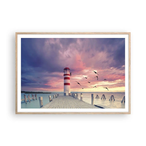 Plakát v rámu světlý dub - Čas jít do přístavu - 100x70 cm