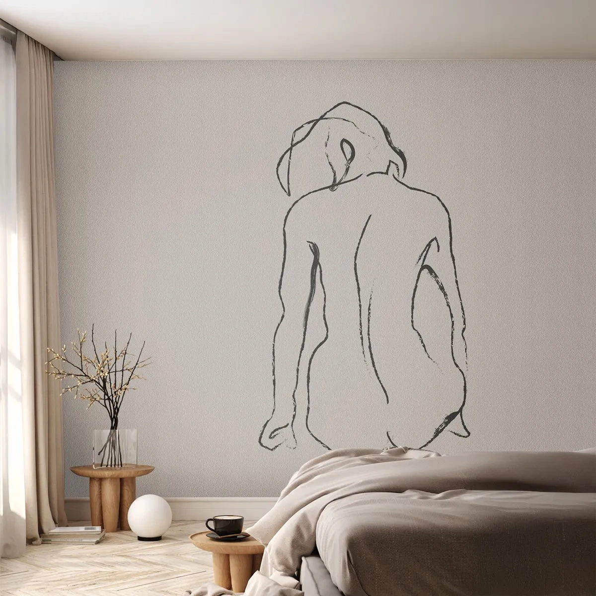 Fototapeta Premium Canvas - Dívčí akt - Akt, Čára, Výkres - 250x175 cm