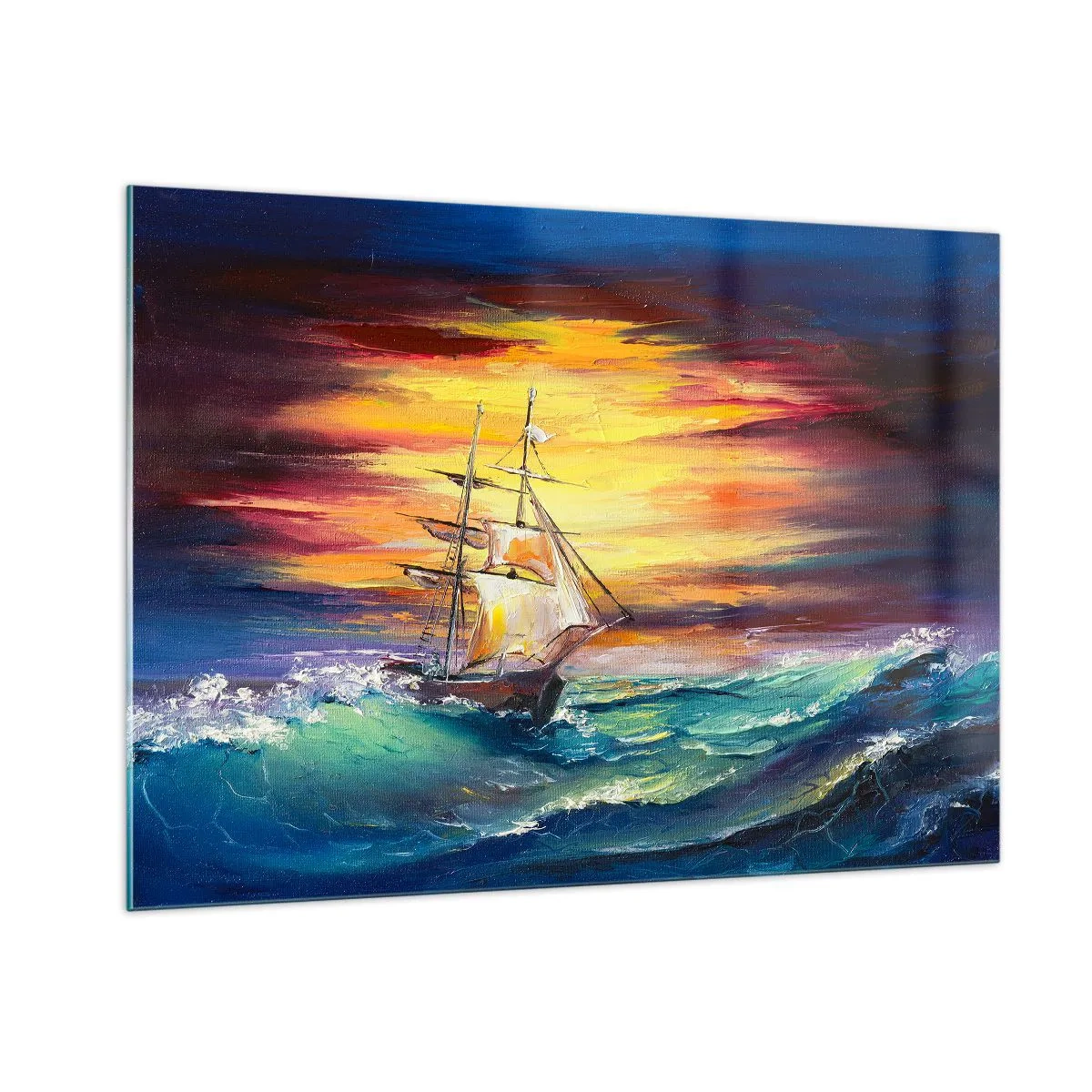 Obraz na skle - Statečně proti vlnám - 100x70 cm