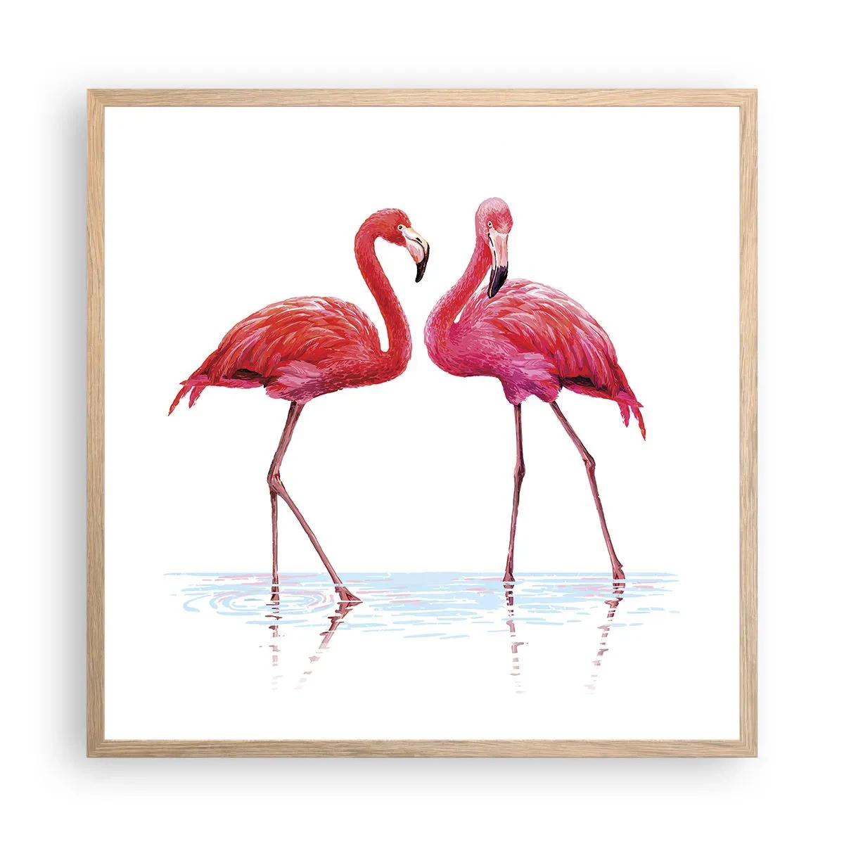 Plakát v rámu světlý dub - Růžové rendez-vous - 60x60 cm