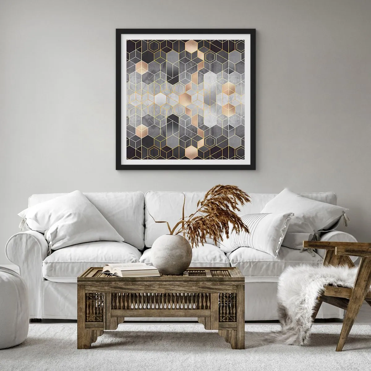 Plakát v černém rámu - Diamantová kompozice - 30x30 cm