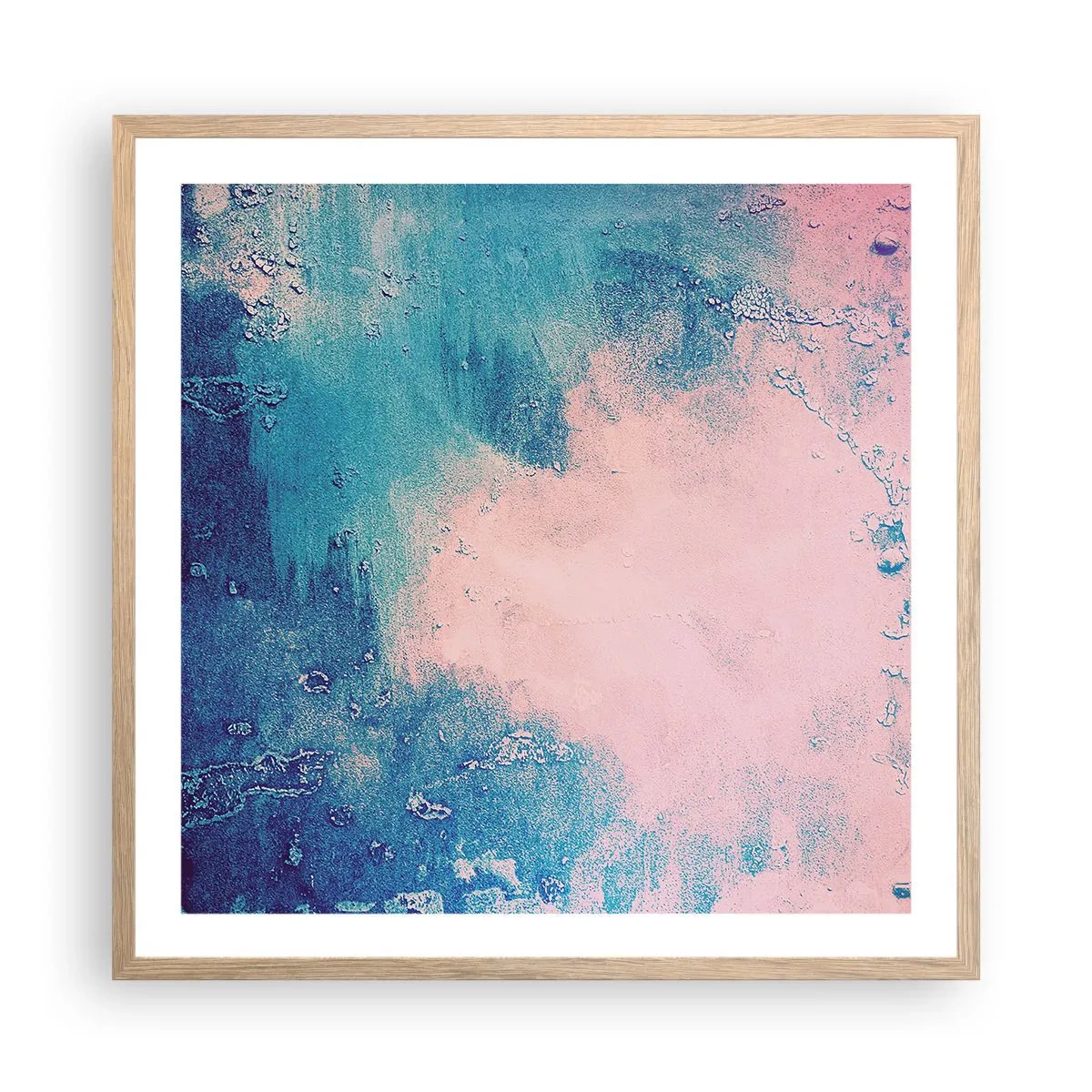 Plakát v rámu světlý dub - Modrá objetí - 60x60 cm