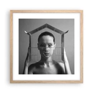 Plakát v rámu světlý dub - Tak trochu surrealistický portrét - 40x40 cm