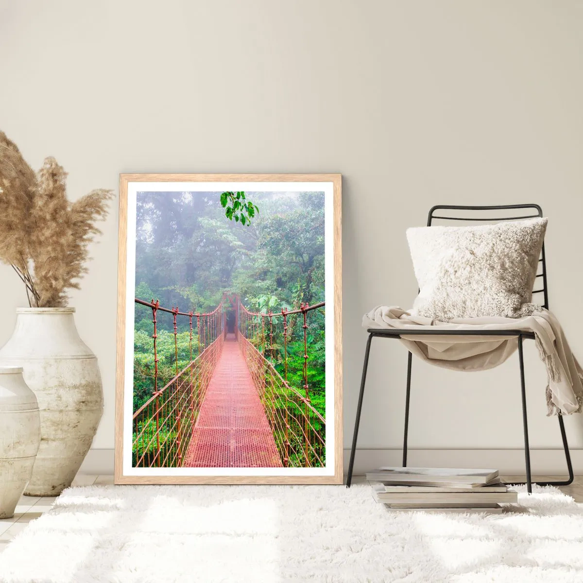 Plakát v rámu světlý dub - Zavěšený nad korunami - 70x100 cm