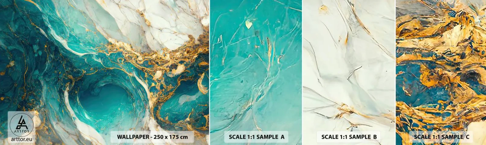 Vzor Fototapety Samolepicí Deluxe Sticker - Kompozice se zlatými žilami - Abstrakce, Mramor, Kámen - 100x30 cm