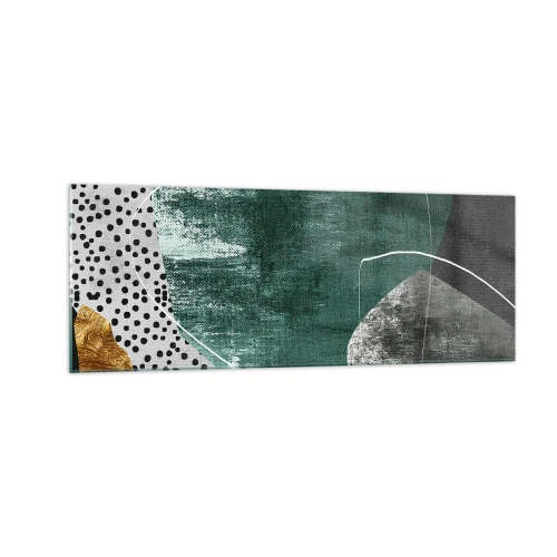 Obraz na skle - Barevná abstrakce se zlatou vločkou - 140x50 cm