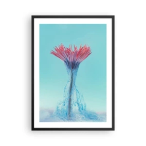 Plakát v černém rámu - Květina obklopená barevnými potůčky na pastelovém pozadí - 50x70cm - V osvěžujícím objetí - Moderní nástěnná dekorace do obývacího pokoje a ložnice ARTTOR