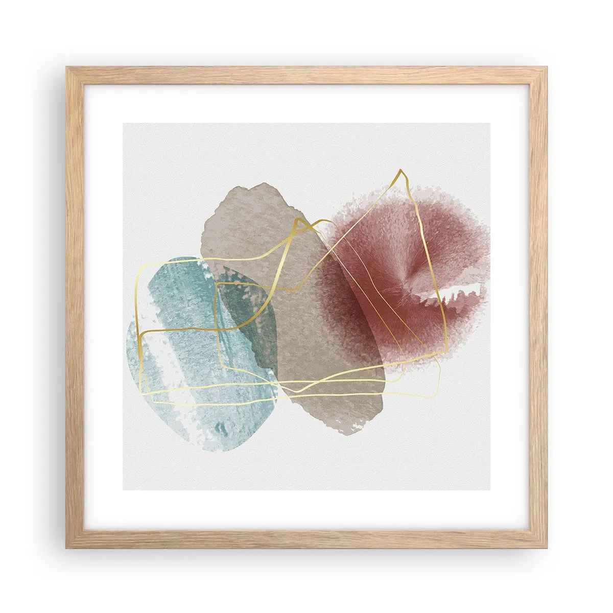 Plakát v rámu světlý dub - Korálky prostoru - 40x40 cm