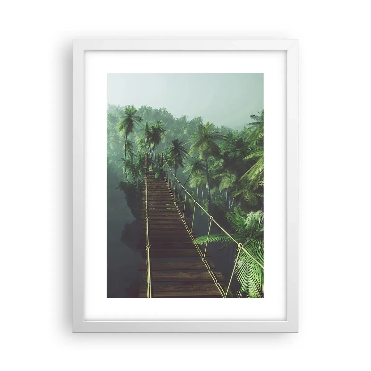 Plakát v bílém rámu - U vodopádu zeleně - 30x40 cm