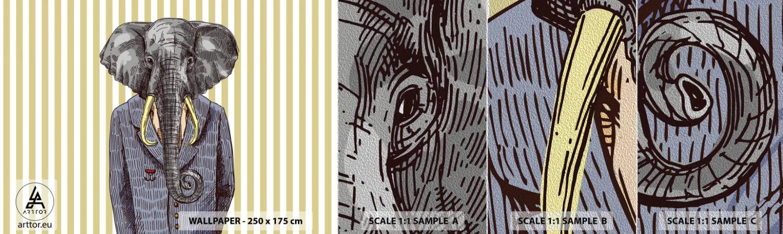 Vzor Fototapety Premium Sand - Elegantní od přírody - Abstrakce, Slon, Portrét - 100x30 cm