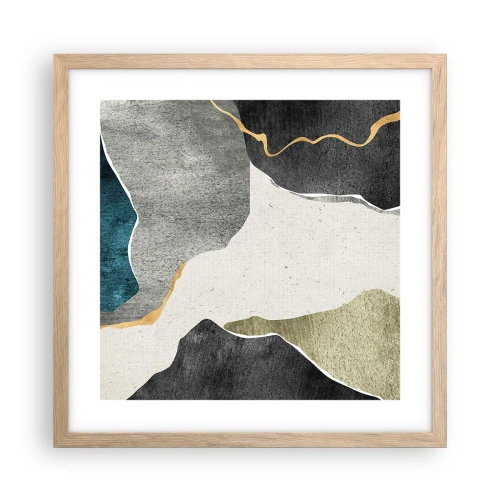 Plakát v rámu světlý dub - Mozaiková kompozice se zlatou nití - 40x40 cm