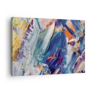 Obraz na plátně - Barevná abstrakce s texturou akrylové barvy - 70x50cm - Chaos barev - Moderní nástěnná dekorace do obývacího pokoje a ložnice ARTTOR
