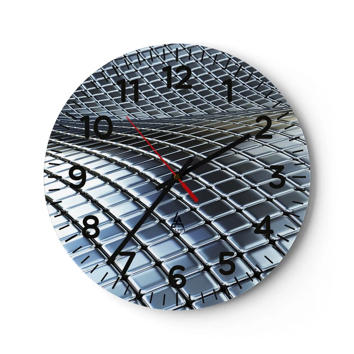 Nástěnné hodiny - Kovová stříbrná vlna - 30x30 cm