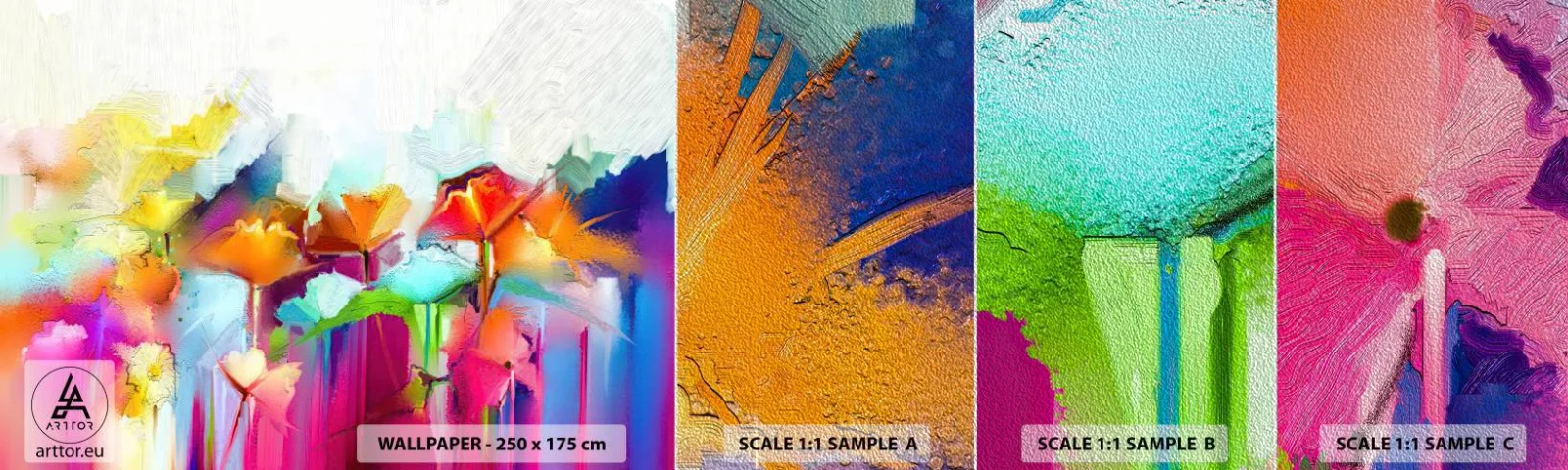 Vzor Fototapety Premium Sand - Duha rozkvetla - Abstrakce, Květiny, Kus - 100x30 cm