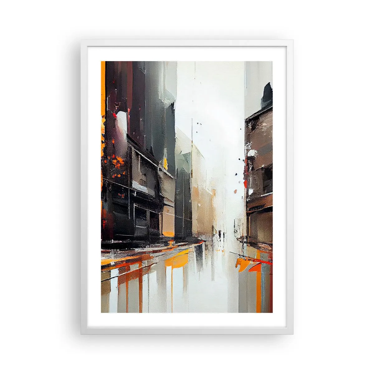 Plakát v bílém rámu - Deštivý den - 50x70 cm